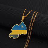 Anniyo Rwanda Map Flag Pendant Necklace Rwandans African Jewelry #234321