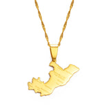 Anniyo Republic of the Congo Map & City Name Charm Pendant Necklaces Brazzaville Ethnic Ornament Jewelry #175921