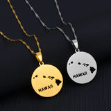 Anniyo Round Hawaii State Map Pendants Necklaces Hawaiian Jewelry #256521