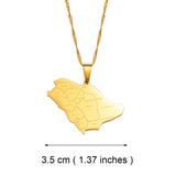 Anniyo Saudi Arabia Map With Cities Name Pendant Necklaces Charm Saudi Jewelry for Gold/Silver Color @234121