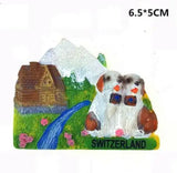 Switzerland Snow Mountain Lovers Squirrel Skiing 3D Fridge Magnets Tourism Souvenirs Refrigerator Magnetic Stickers Gift