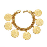 Anniyo Turkish Coin Bracelet for Women Men Turkey's Ancient Coins Banglet Turk Jewelry Gold and Silver Color  #122601