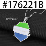 Anniyo Sierra Leone Map With Flag Pendant Necklaces for Women Jewelry Gold Color Sierra Leonean Maps #176221