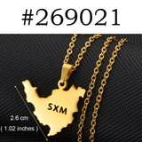 Anniyo Sint Maarten / Saint-Martin Island Pendant Necklaces Women Girls Saint Martin Gold Color Silver Color SXM Jewelry #268521