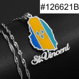 Anniyo ST. Vincent Map Pendant and Chain Necklaces Saint Vincent Maps Lesser Antille Jewelry @126621