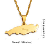 Anniyo Trinidad Tobago Island Map Pendant Necklaces for Women Girls Maps Jewelry @035121
