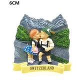 Switzerland Snow Mountain Lovers Squirrel Skiing 3D Fridge Magnets Tourism Souvenirs Refrigerator Magnetic Stickers Gift