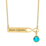 Stainless Steel Bar Engrave Pendant Necklace Custom Nameplate Infinite Loop Birthstone Necklace Personalized Gift Dropshipping