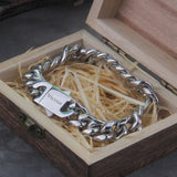 Never Fade Stainless Steel Vikings Bracelets For Men Blank Color Punk Curb Cuban Link Chain Bracelets with gift wooden box