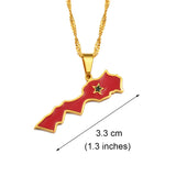 Anniyo The Kingdom of Morocco Map Flag Pendant Necklace Women Gold Color Jewelry Le Royaume du Maroc National flag #208321
