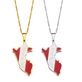 Anniyo Peru Map With Flag Pendant Necklaces Peruvian Jewelry #232121