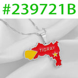 Anniyo Tigray Region Map Flag of Ethiopia Pendant Necklaces Jewelry for Women Girls #239621