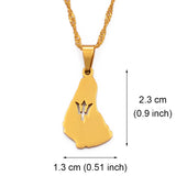 Anniyo 2.3CM Silver Color/Gold Color Map of the Barbados Island Pendant Necklaces Barbados Flag symbol and Maps Jewelry #122621