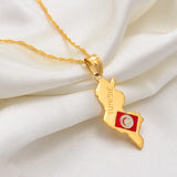Anniyo Tunisie Map Pendant Necklace Tunisienne Jewelry Tunisia Maps #006810