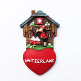 Switzerland Snow Mountain Lovers Squirrel Skiing 3D Fridge Magnets Tourism Souvenirs Refrigerator Magnetic Stickers Gift