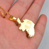 Anniyo The Republic of Ireland Map Gold Color Pendant and Thin Chain Necklaces Poblacht na Heireann Country Maps Jewelry @020821