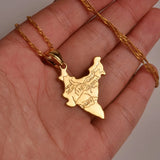Anniyo The Republic of India Map Pendant Necklaces Chain Indian for Women Girl Gold Color Jewelry Hindu #006510