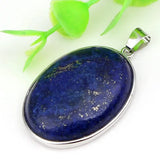 Natural Crystal Oval Shape Stone Pendants For Women Amethyst Rose Quartz Lapis Lazuli Labradorite Gemstone Pendant Jewellery