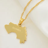 Anniyo The Republic of Guinea Map Pendant Necklace Women Girls Gold Color Jewelry Map Of Guinea Necklaces Guinee #101321