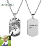 Nextvance Stainless Steel Personalized Engraved Necklace Custom Photo Name Pendant Necklaces For Children Birthday Gift