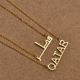 Anniyo Qatar Pendant Necklaces for Women Girls Fashion Stainless Steel Jewelry Qatar's  #029821
