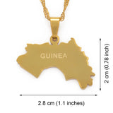 Anniyo The Republic of Guinea Map Pendant Necklace Women Girls Gold Color Jewelry Map Of Guinea Necklaces Guinee #101321