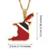 Anniyo Trinidad and Tobago Map Flag Pendant and Necklace Gold Color Trendy Ethnic Jewelry @098521