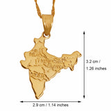 Anniyo The Republic of India Map Pendant Necklaces Chain Indian for Women Girl Gold Color Jewelry Hindu #006510