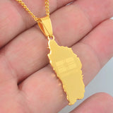 Anniyo The Commonwealth of Dominica Map & Flag Pendant Chain Necklaces Dominica Maps Stainless Steel Jewelry @054521