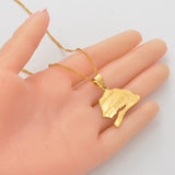 Anniyo The Republic of Senegal Map Pendant Necklaces for Women Girl Gold Color Jewelry Africa Items Ethnic Model Maps #012210