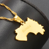 Anniyo The Republic of Guinea Map Pendant Necklace Women Girls Gold Color Jewelry Map Of Guinea Necklaces Guinee #101321