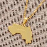 Anniyo The Republic of Guinea Map Pendant Necklace Women Girls Gold Color Jewelry Map Of Guinea Necklaces Guinee #101321