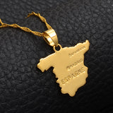 Anniyo Spain Map Pendant & Necklace Chain for Women Men Gold Color Jewelry ESPAGNE #007110