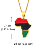Anniyo RED BLACK GREEN African American Flag Pendant Necklaces Africa Map Chains Jewelry #165721