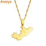 Anniyo Republic of the Congo Map & City Name Charm Pendant Necklaces Brazzaville Ethnic Ornament Jewelry #175921
