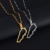 Anniyo Outline Liban Map Pendant Necklaces Jewelry Lebanon Map Chain Necklaces #262121