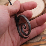 Viking Spiral Pendant - Hand-Forged Iron with Adjustable Leather Neck Cord Dark Age/Medieval/Viking/Norse/Blacksmith/Necklace