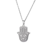 LIKGREAT Hand of Fatima Hamsa Pendant Necklace for Women Stainless Steel Classic Evil Eye Charms Choker Jewelry Gifts