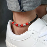 Adjustable Handmade Cool Simple Leaf Anklets Woven Adjustable Rope Lucky Foot Bracelet For Women Men Jewelry