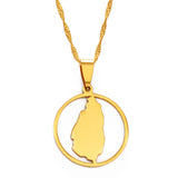 Anniyo Round Saint Lucia Map Pendant Necklace for Women Girl Gold Color Jewelry St. Lucia Chains Jewellery #203021