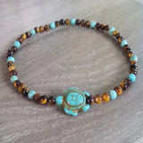 Turtle Turquoise Foot Bracelet Tiger Eye Stone Anklets Men Women Handmade Beach Anklets Evil Eye Ankle Bracelet