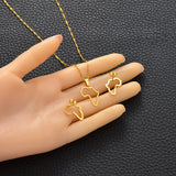 Anniyo SMALL African Outline Map Necklaces Stud Earrings Sets Gold Color Stainless Steel Africa Map Jewelry Party Sets #152521