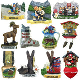 Switzerland Snow Mountain Lovers Squirrel Skiing 3D Fridge Magnets Tourism Souvenirs Refrigerator Magnetic Stickers Gift