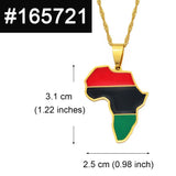 Anniyo RED BLACK GREEN African American Flag Pendant Necklaces Africa Map Chains Jewelry #165721