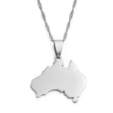Anniyo The Commonwealth of Australia Map Pendant & Necklaces for Women AUS Country Maps Jewelry @021521
