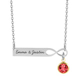 Stainless Steel Bar Engrave Pendant Necklace Custom Nameplate Infinite Loop Birthstone Necklace Personalized Gift Dropshipping