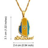 Anniyo ST. Vincent Map Pendant and Chain Necklaces Saint Vincent Maps Lesser Antille Jewelry @126621