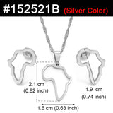 Anniyo SMALL African Outline Map Necklaces Stud Earrings Sets Gold Color Stainless Steel Africa Map Jewelry Party Sets #152521