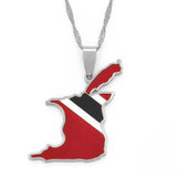 Anniyo Trinidad and Tobago Map Flag Pendant and Necklace Gold Color Trendy Ethnic Jewelry @098521