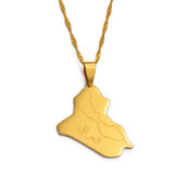 Anniyo Republic Of Iraq Map Pendant Necklace Silver Color/Gold Color Iraqi Jewelry #007921